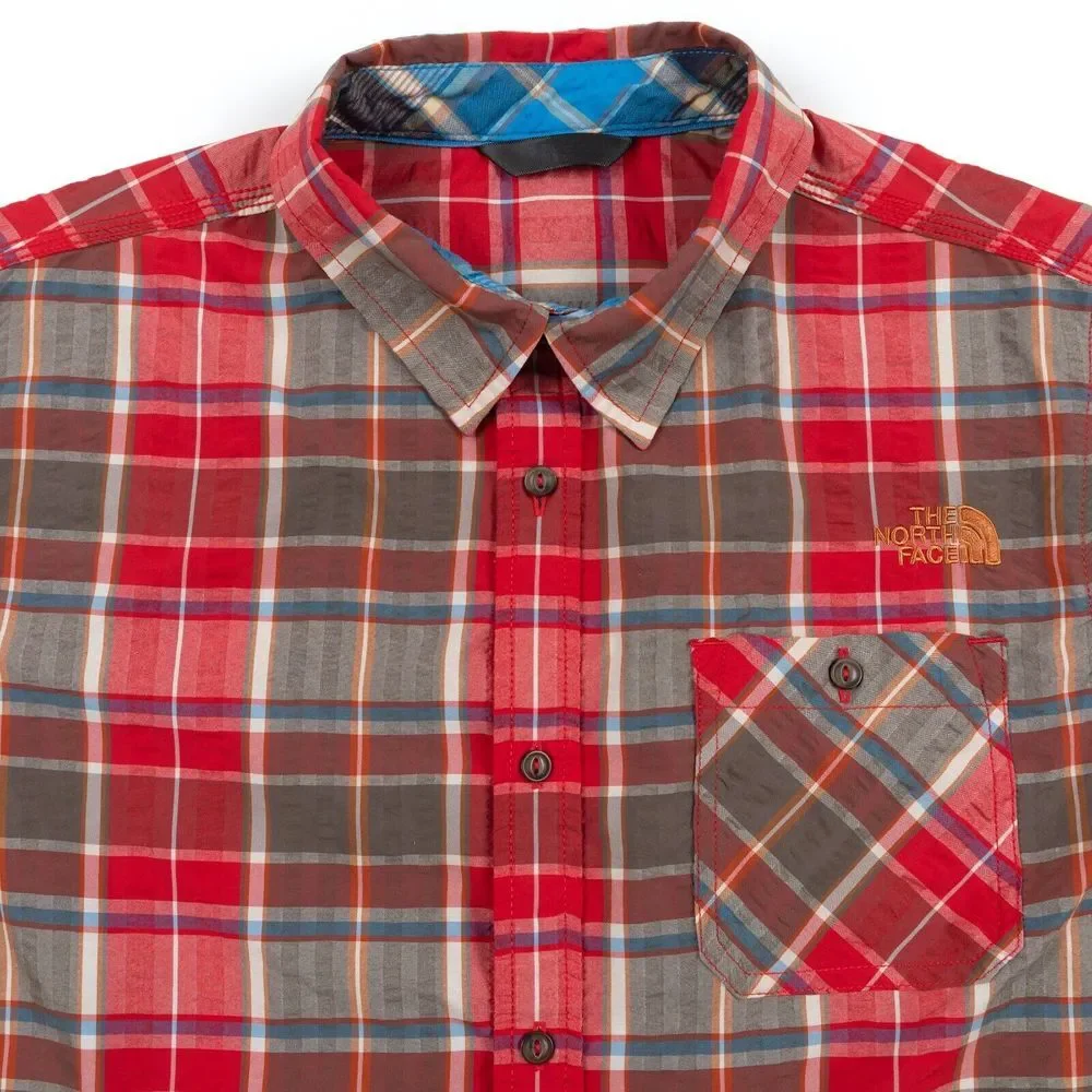 The North Face Men's Red Multicolor Plaid‎ Short Sleeve Hiking Shirt Medium